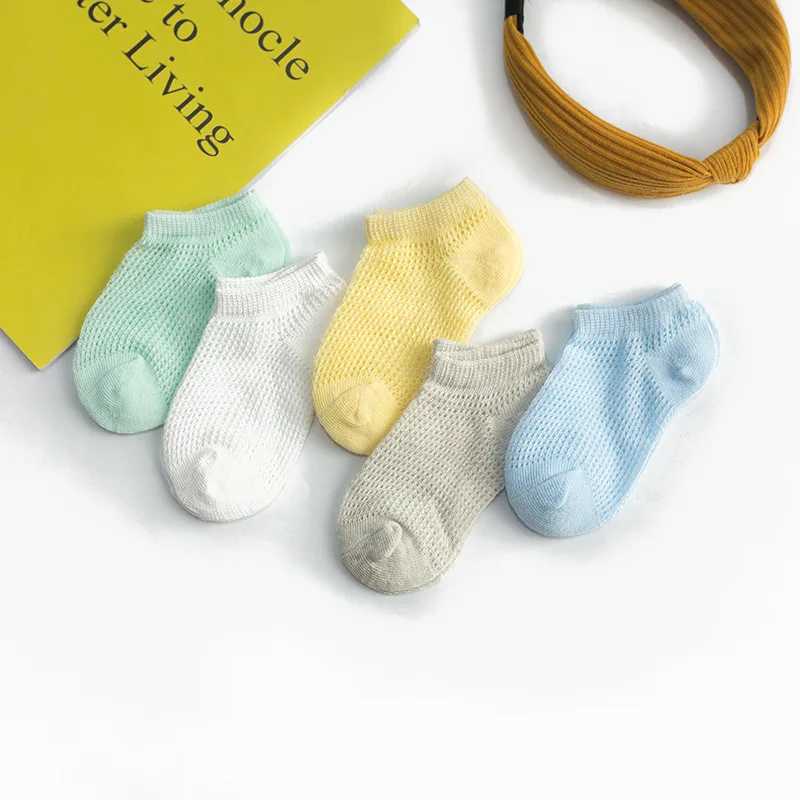 5 pairs/set of thin childrens baby socks summer rotating 0-5 year mesh breathable cotton socks boys and girls KF552 W240814