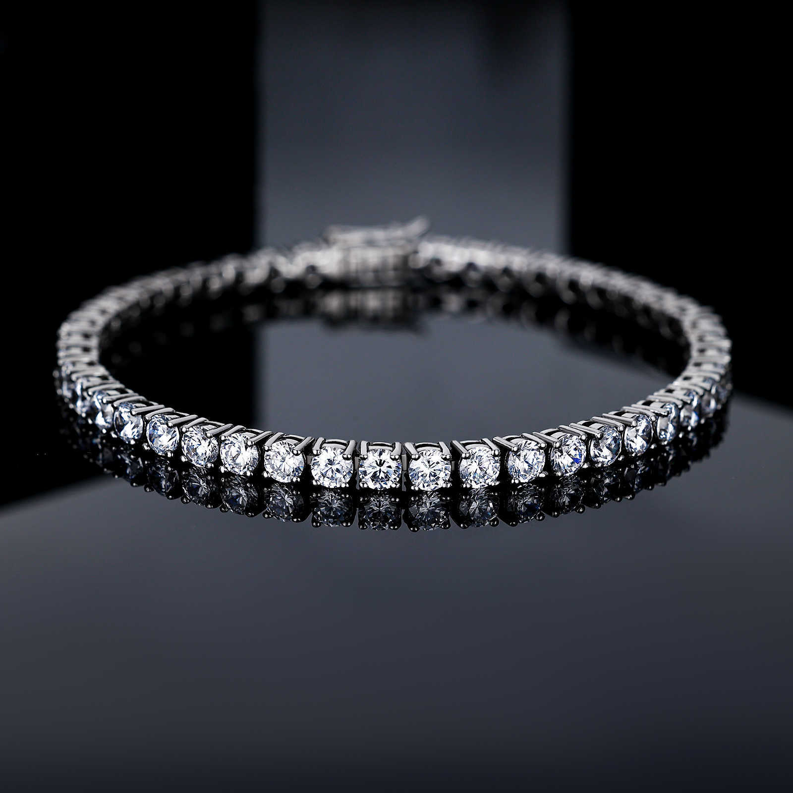 Grace Jewelry Hip Hop Rapper 925 Sterling S925 Silver High-End 4mm Iced Out VVS Moissanite Diamond Tennis Bracelet for Woman Man