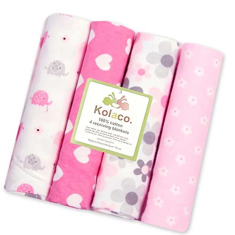 4pcs/pack 100% Cotton Receiving Baby Blanket Newborn 76x76cm Baby Bedsheet Supersoft Blanket Swaddle Y240815