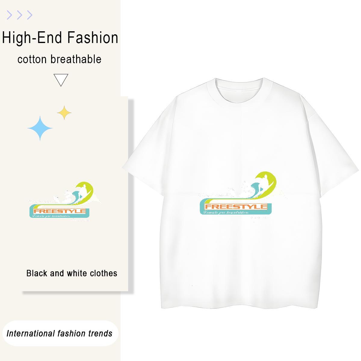 Comfortable Tshirt for Man Woman High Street Hip Hop 100% Cotton 230g Custom Print Oversized Breathable Crew Neck sea wave Man T Shirts Fashion Casual