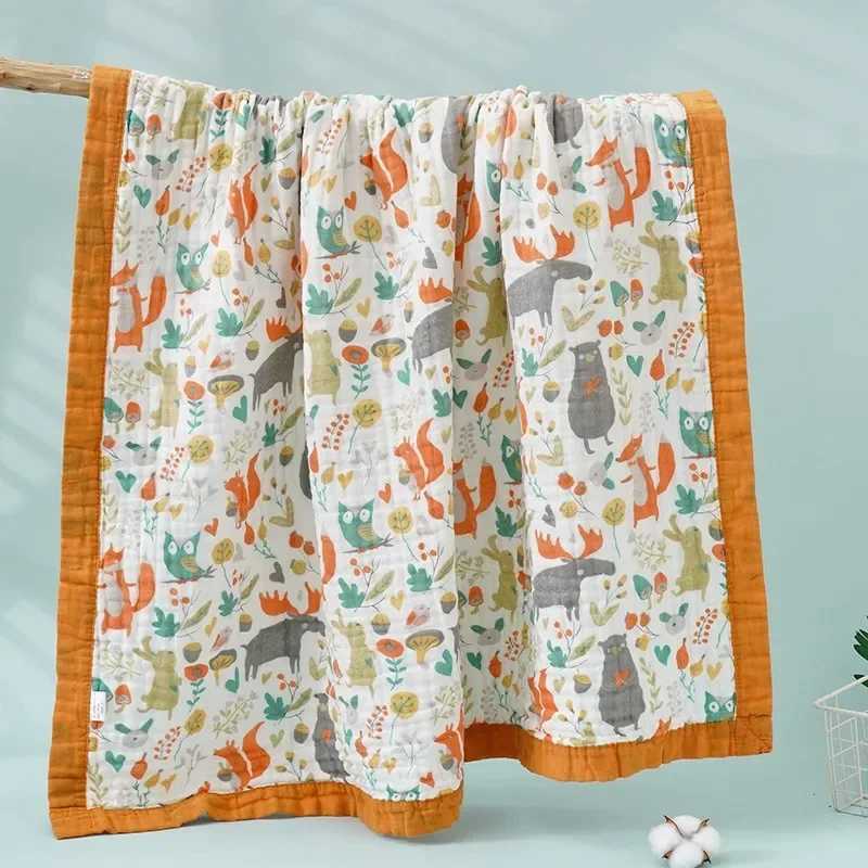 1Muslin Boy Girl Kids Children Sleep Blanket Swaddle Bath Towel 100% Cotton Soft Lightweight Warm Newborn Wrap Baby Blanket Y240815