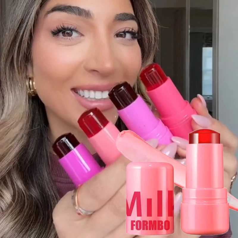 Milk Blush Stick Jelly Fruit Lip Gloss Moisturize Multi Use Brighten Blush Stick Water Jelly Tint Stick Matte Contour Makeup Hot Y240815