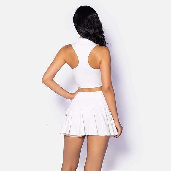Breathable Women's Golf Wear Tennis Sport Sets Crop Top Short 2 in 1 Skirt Set Workout Clothing Solid Fiess Yoga T-Shirt Clothg
