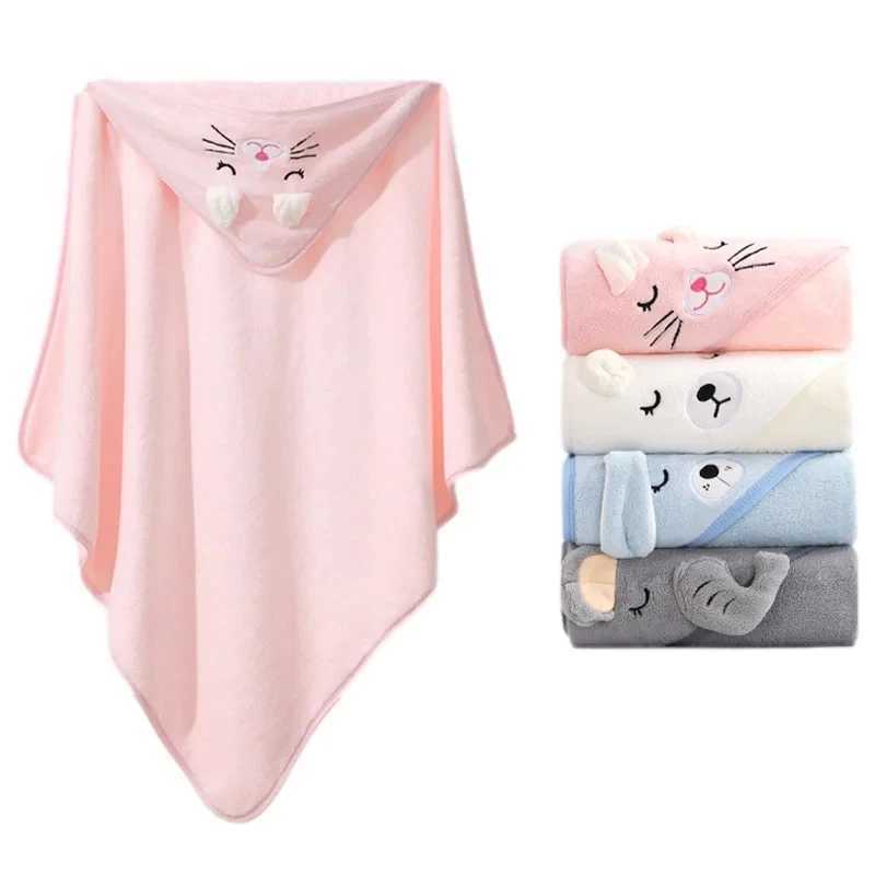 Cartoon Animal Baby Bath Towels Soft Newborn Hooded Towel Blanket Toddler Bathrobe Warm Sleeping Swaddle Wrap For Baby Girls Boy Y240815