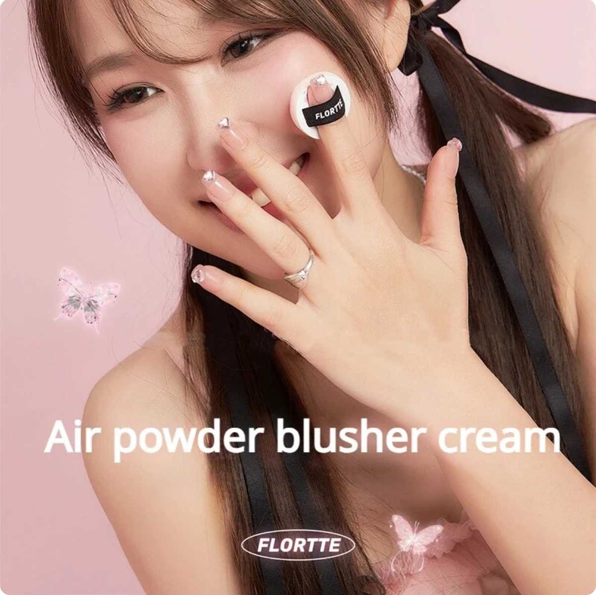 Flortte Airy Cream Blush Butterfly Smoothness Composite Powder Blend Nude Blush Natural Brighten Skin Makeup Palette Y240815