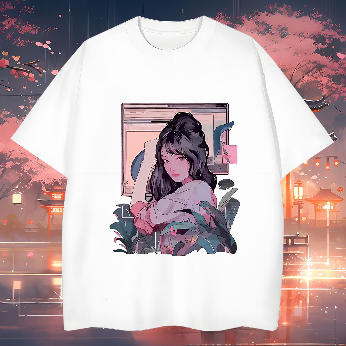 T Shirt For Man 230g 100% Cotton portrait Home Outdoor Breathable Short Sleeve Cartoon Printing L-4XL Tshirt for Man Woman Designer Unisex Tee Shirt