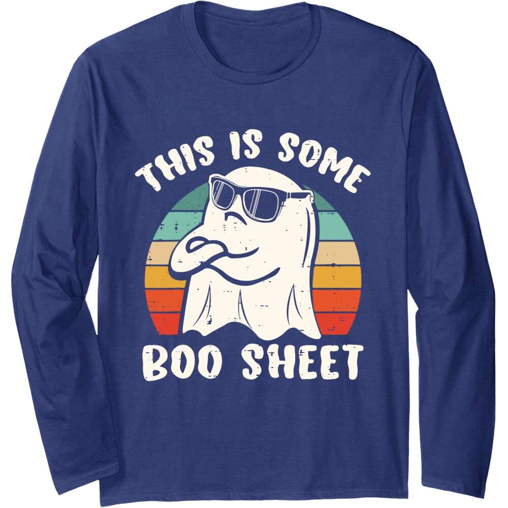 Long Sleeve Shirts for Men sweatshirt This Is Some Boo Sheet Halloween Funny Ghost Vintage Long Sleeve Tee Streetwear Casual tops clothes 2025