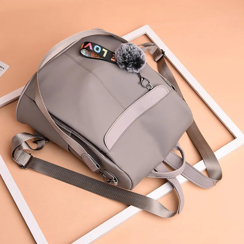 Waterproof Backpack For Women Fashion Oxford Rucksack Hairball Tassel School Bag Travel Large Capacity Female Mochila 240814