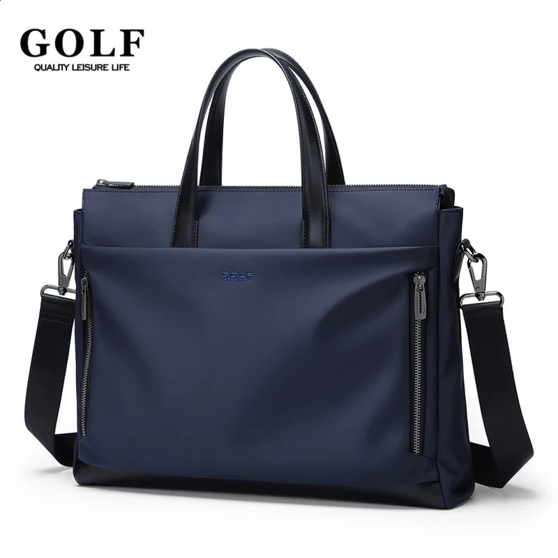 GOLF Briefcase Bag Nylon with Leather Handle Crossbody Shoulder Hand Bag Office Laptop Bags for Men 15 Inch Waterproof Handbags 240822