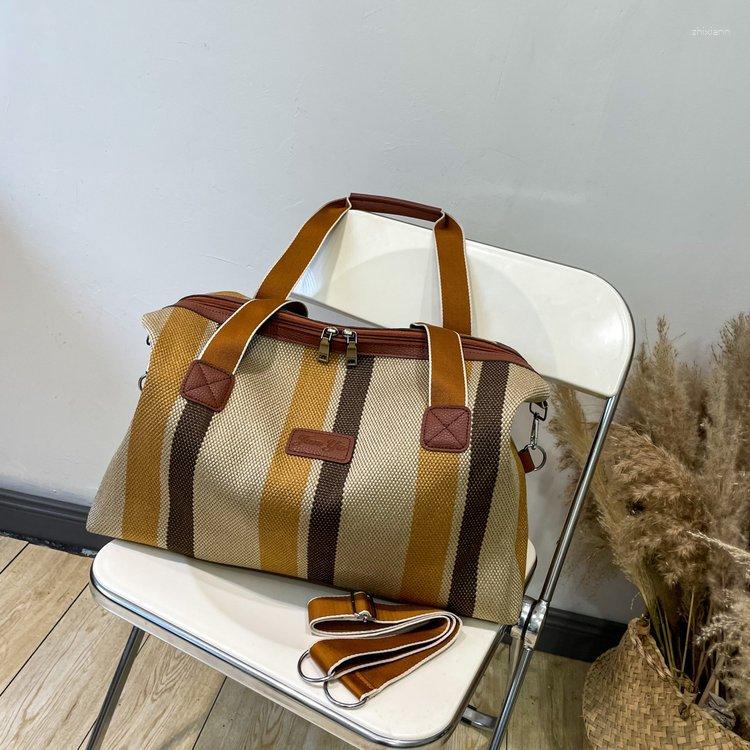 Free Shipping Clutch Bags Big Bag For Women 2024 Fashion Striped Canvas Commuter Portable Tote Fashionable Shoulder Crossbody Designer Bag Luxury Bag 