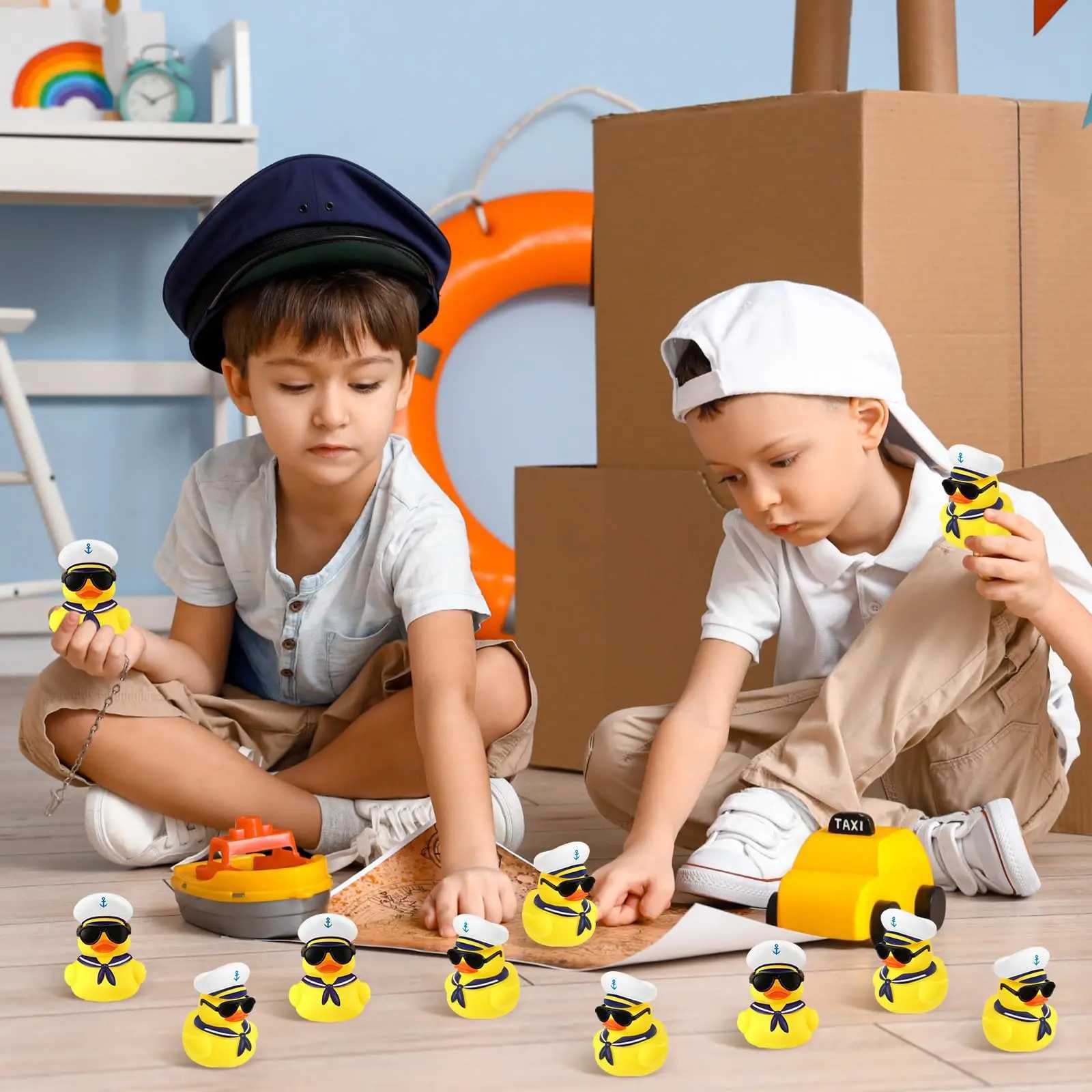 12/24/36Pcs Cruise Rubber Duck Bulk with Sunglasses Sets Mini Sailing Rubber Ducks Summer Cruise Ship Toy Squeaky DuckXJ240815