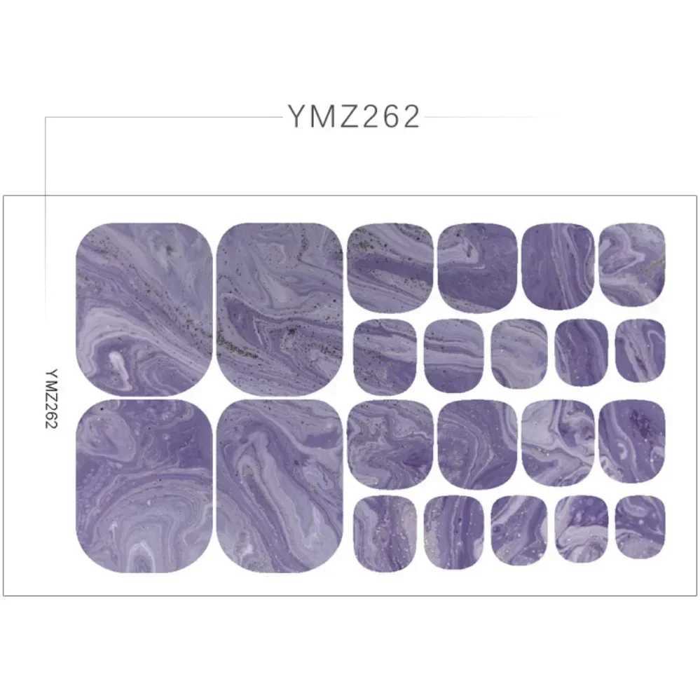 Toe Nail Art Stickers Black Grey Blue Marble Pattern Halo Press On ToeNail Stickers Decoration Waterproof Toe Nail DesignsXJ240814