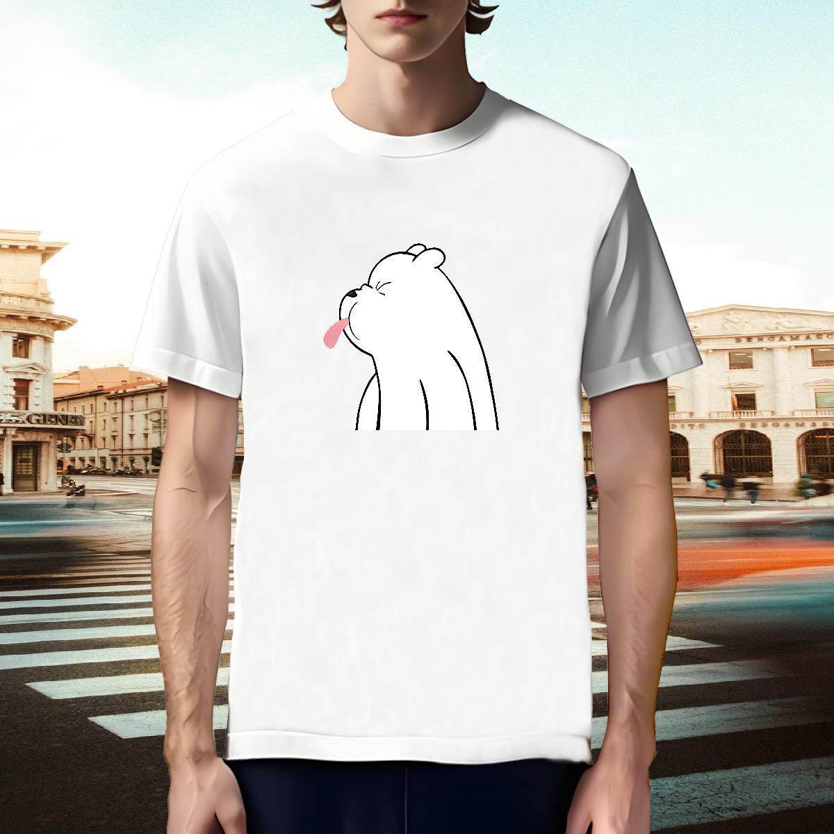 TOP Quality Men T Shirts bear Breathable Home Outdoor Oversized 230g Cotton Tshirt for Man Woman Classic Casual Wear