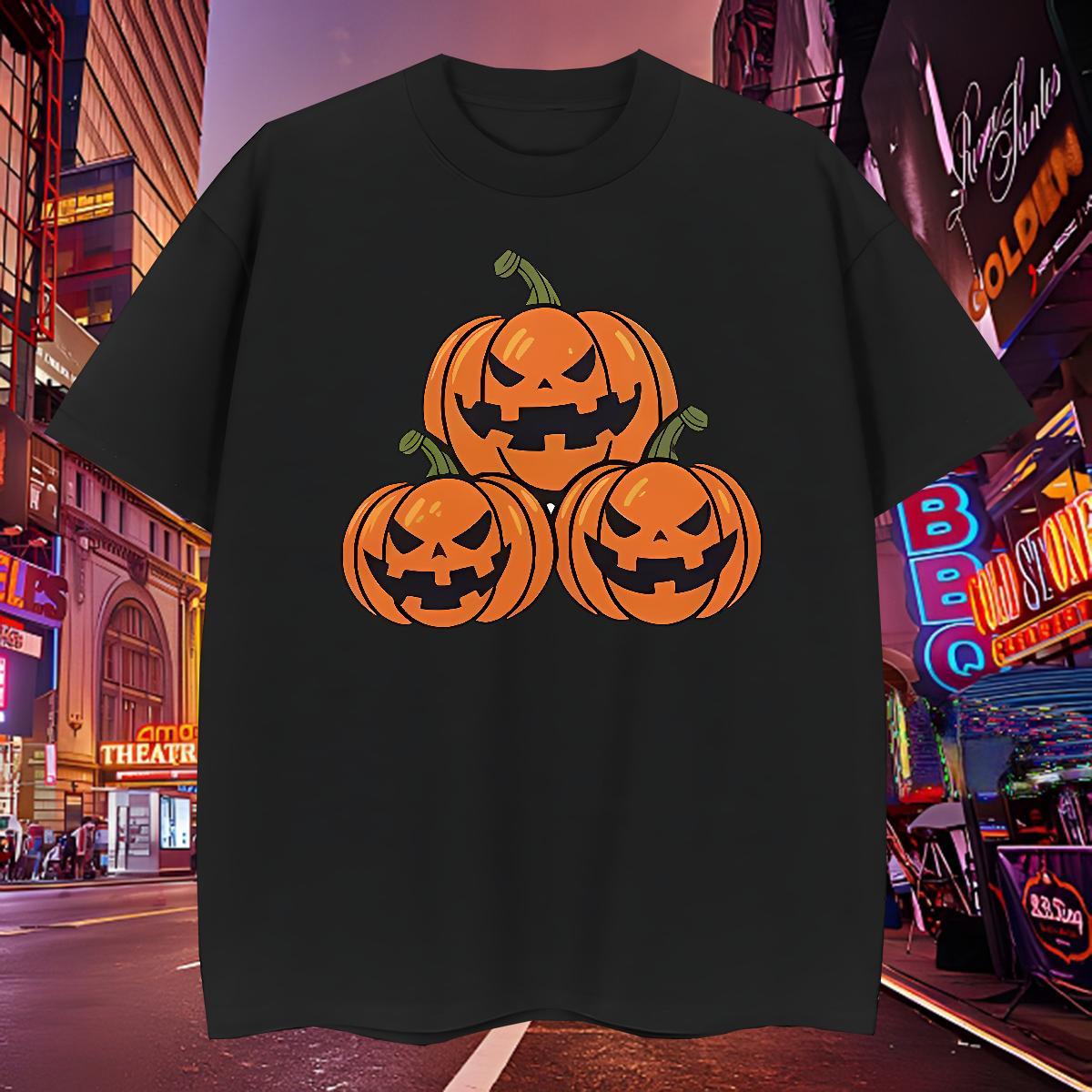 Comfortable T-Shirts for Men pumpkin Breathable Short Sleeve Casual Custom Print Plus Size 230g Pure Cotton Men Tees Classic Polos