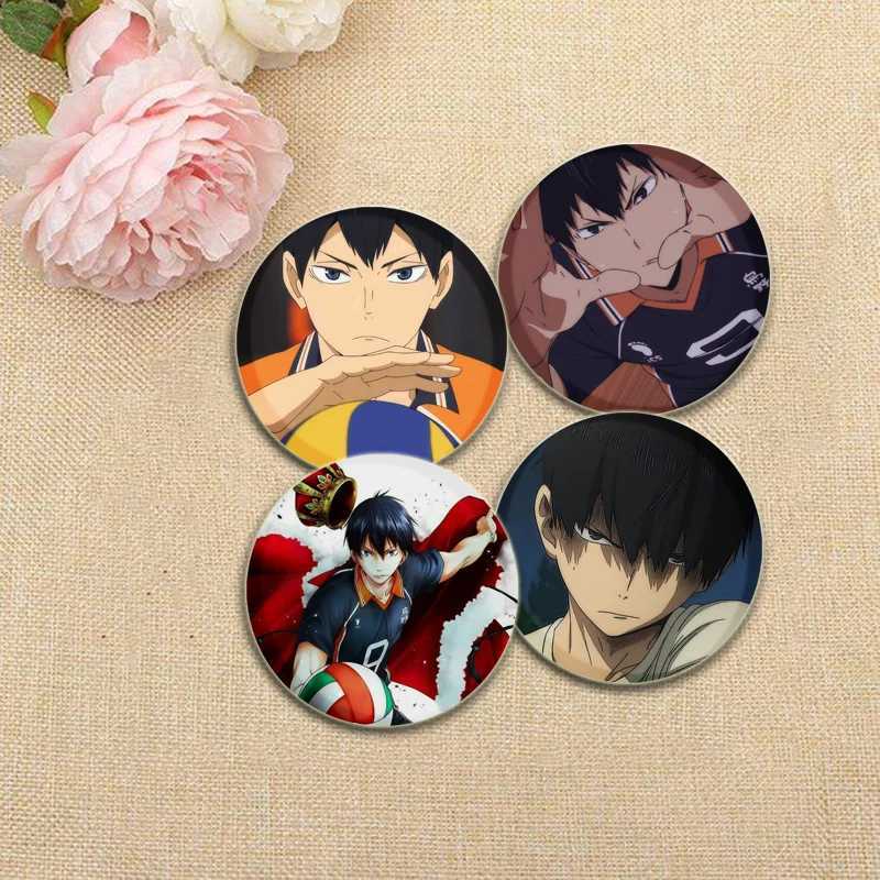 58mm animated Haikyuu!! Brooches Tobio Kageyama cartoon badge brooch for backpacks clothing gift accessories round handmade pins W240815