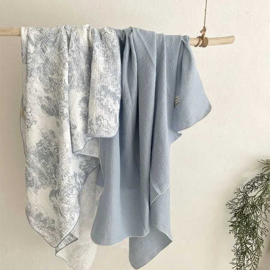 Floral Muslin Swaddle Blanket 100% Cotton Baby Bath Towel Wrap Muslin Swaddle Blankets Newborn Muslin Blankets Soft Waxy Blanket Y240815