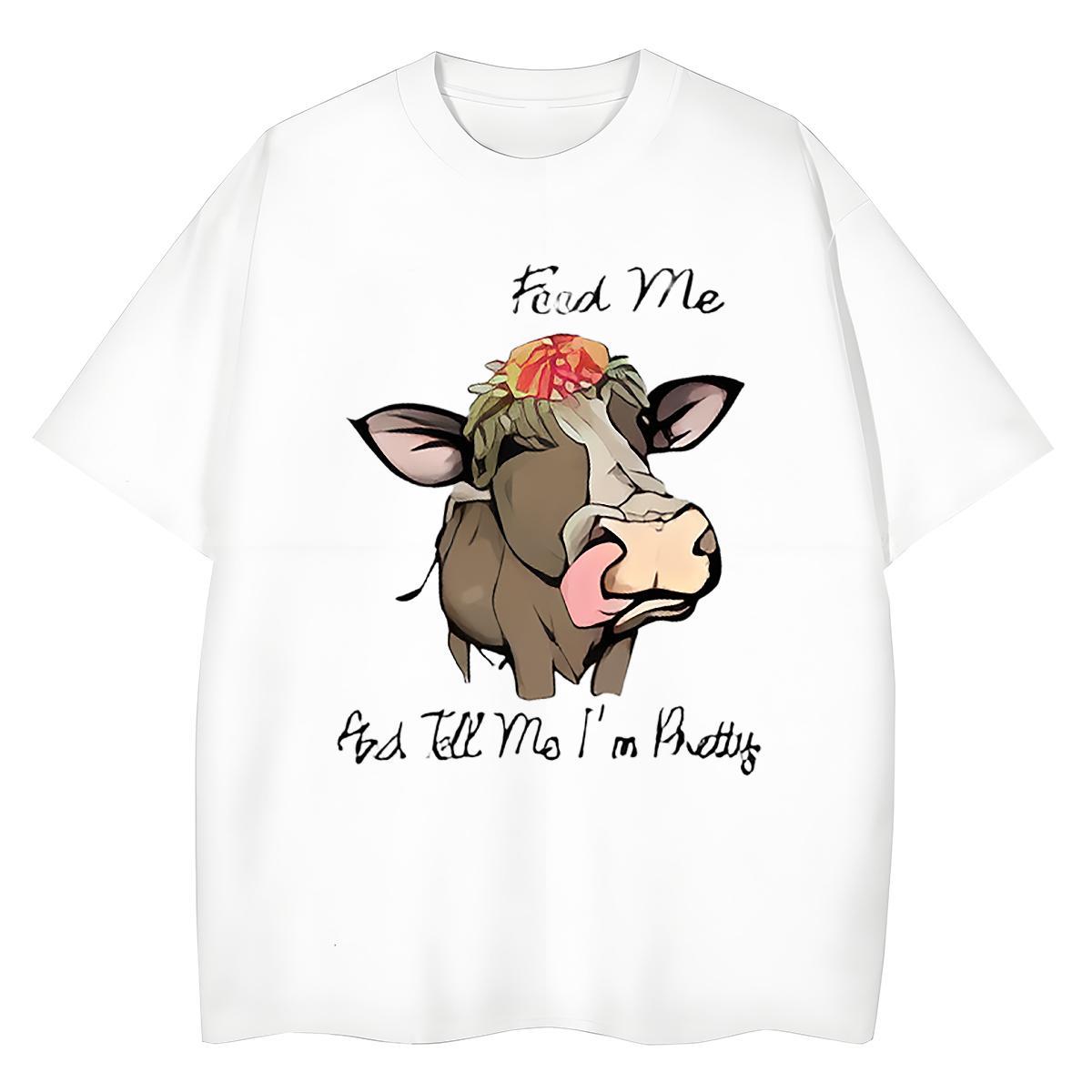 Free Shipping T Shirts Men cow Breathable Crew Neck Hip Hop Black White 230g Cotton Men Tees Designer Tops
