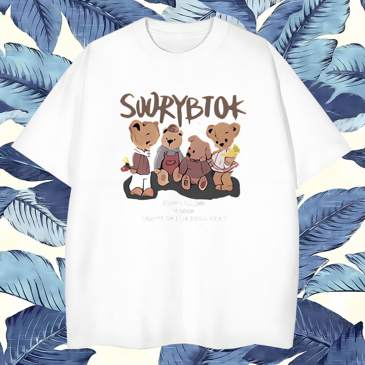 Brand T-Shirts bear Short Sleeve Soft Street Wear Cartoon Printing L-4XL 100% Cotton 230g Tshirt for Man Woman Factory Direct Clothings