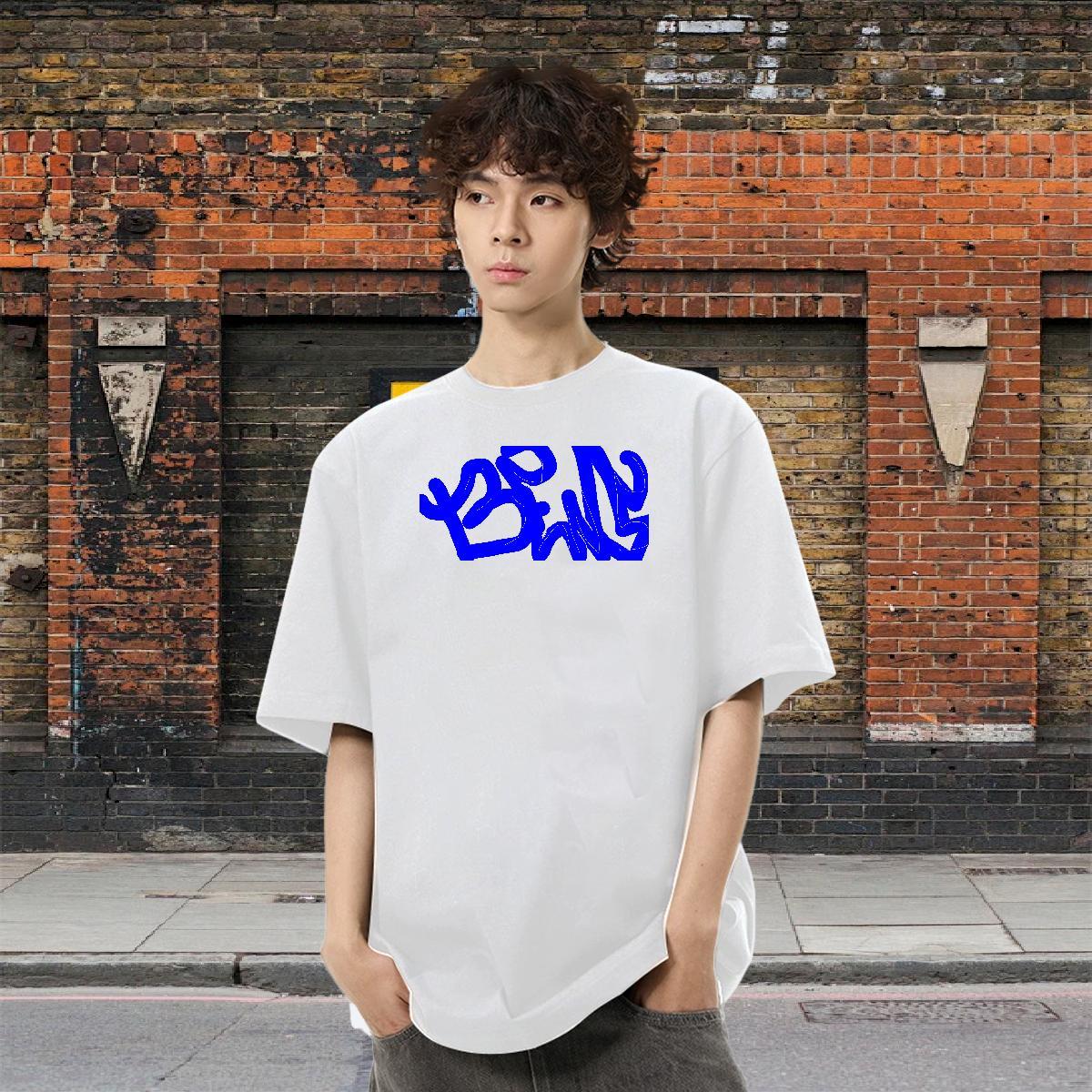 Popular Mens Tshirts Street Casual 230g 100% Cotton Customized Crew Neck Breathable letter T Shirt For Man Fashion Casual Tops