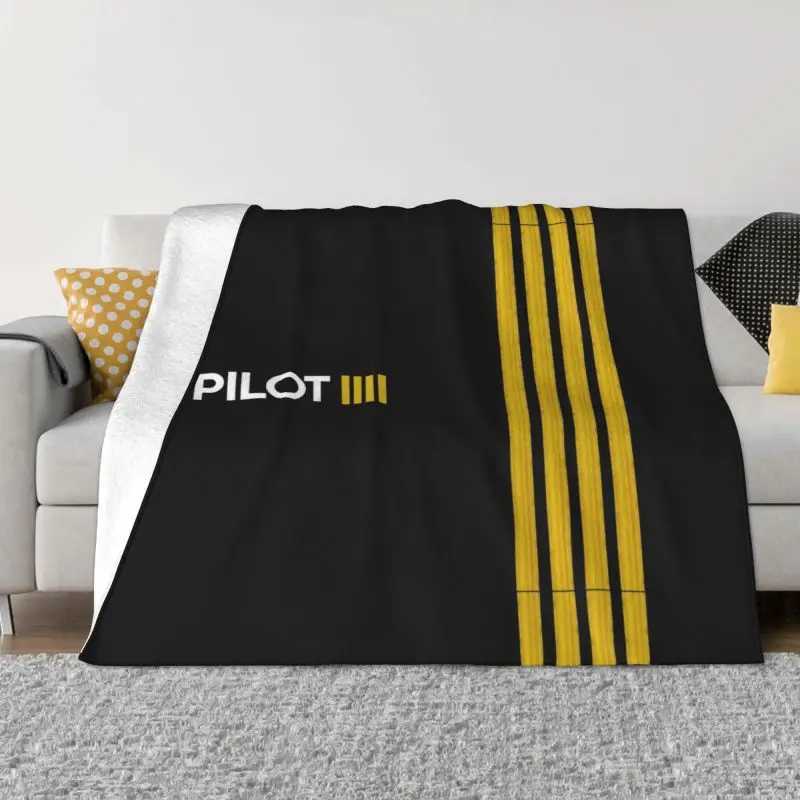 Pilot Captain Stripes Blanket Soft Fleece Spring Flannel Aviation Airplane Aviator Throw Blankets for Sofa Home Bedroom Quilt Y240815