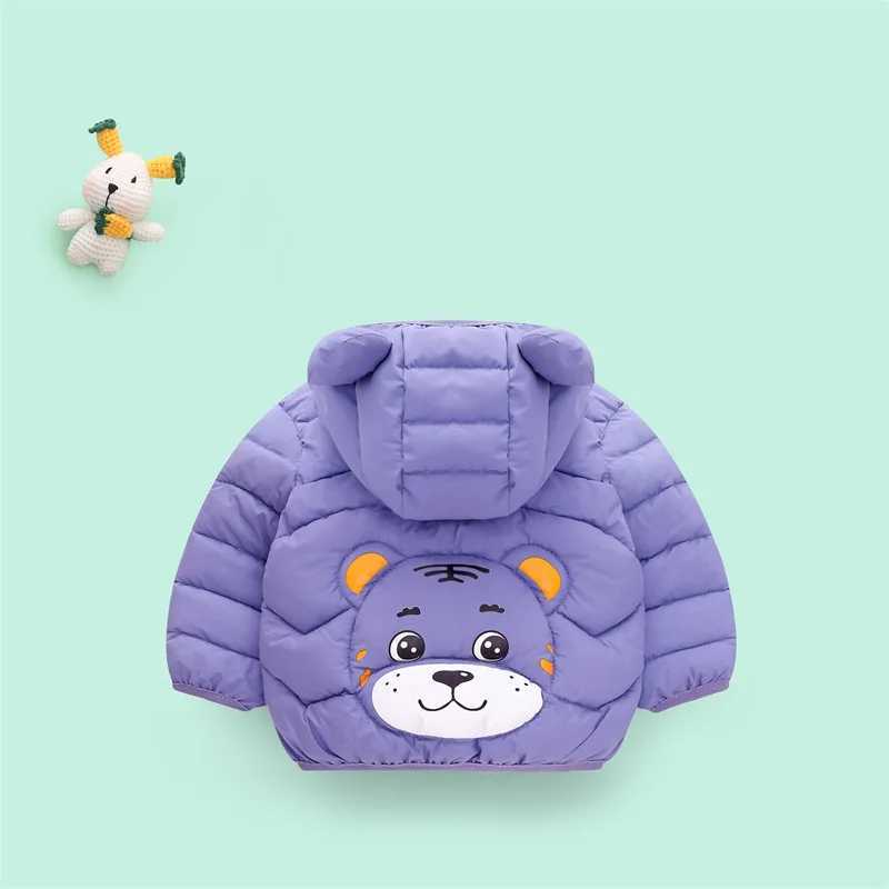 Childrens warm cotton apron jacket girl boy cartoon animal tiger jacket cute thick ear hooded jacket 1 2 3 4 5 years old W240814