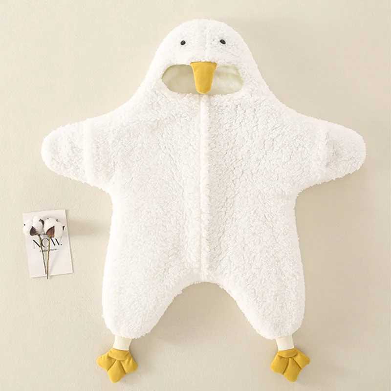 Rompers INS Cute Style Infant Toddlers Baby Sleeping Bag Winter Thickened Plush Clothes Starfish White Jumpsuit Boys Girls Bodysuit Y240814Y250119AH7O
