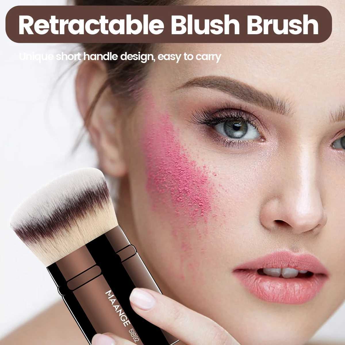 MAANGE 1 retractable powder blusher brush Kabuki basic brush Soft fluffy powder contour makeup brush Portable makeup tool W240814