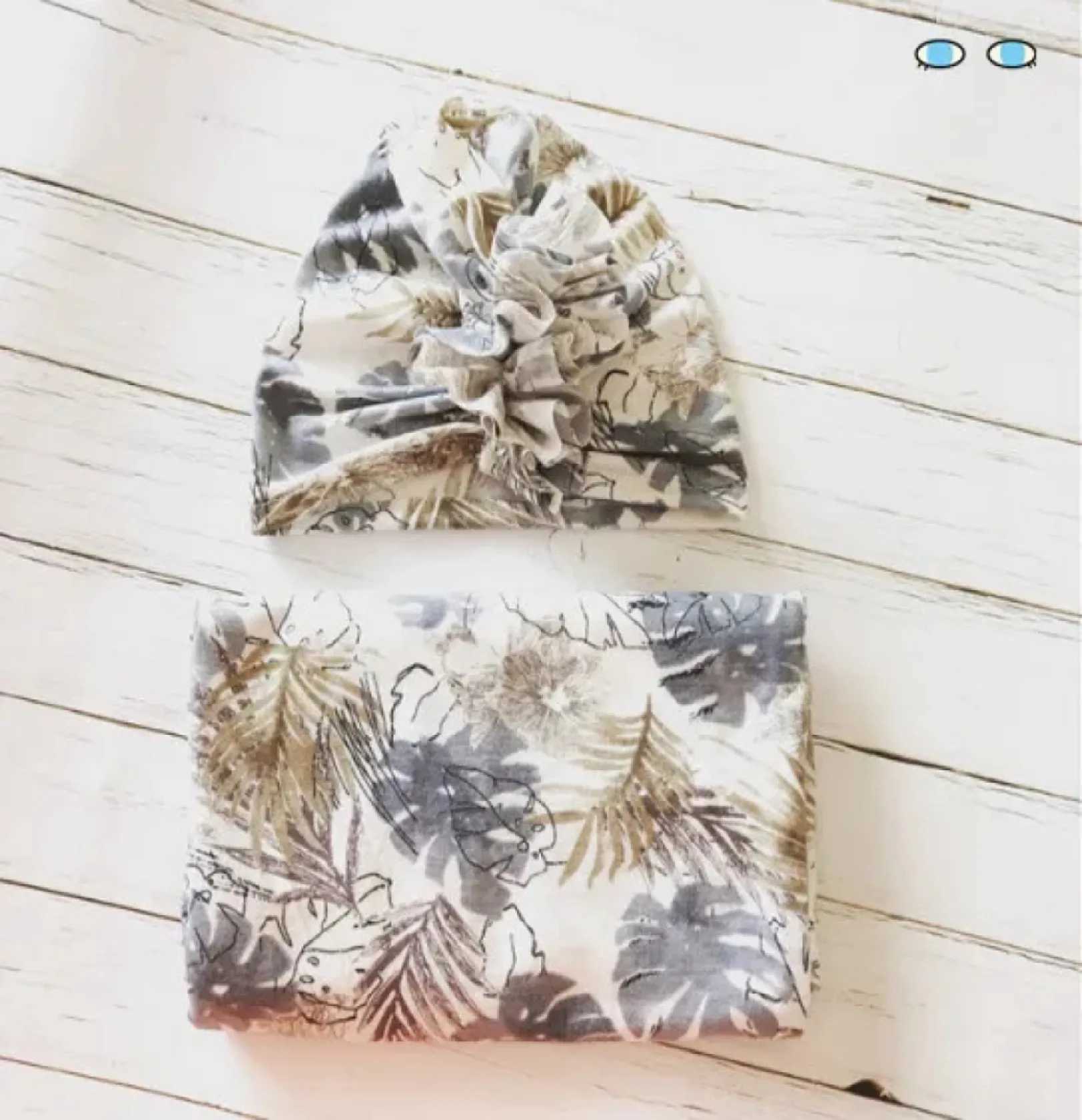 Baby Swaddle Blanket and Bandana Donut/Ruffle Hat Newborn Cotton Swaddle Wrap Set 2 Piece Set Y240815