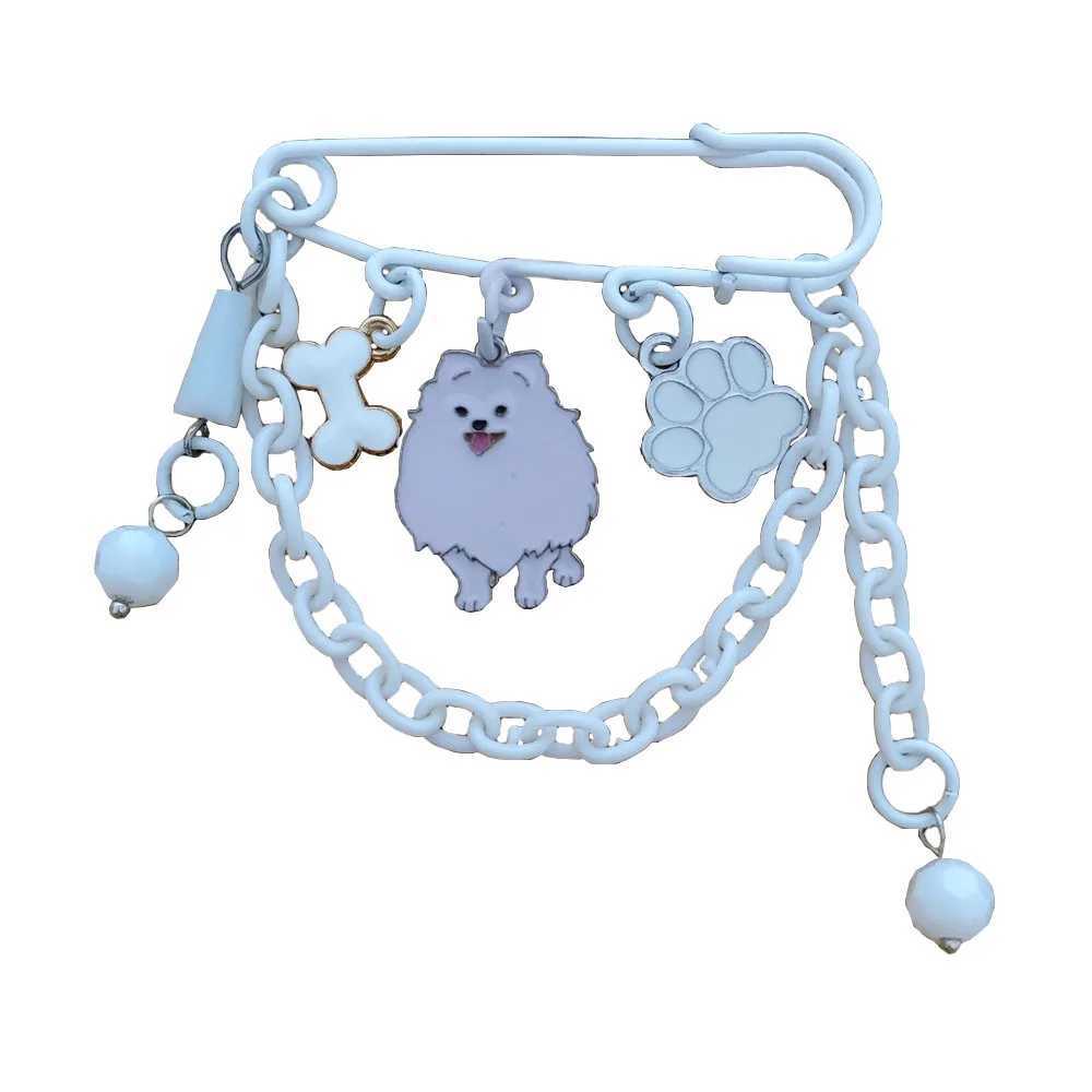 Pomeranian dog animal brooch stone long brooch puppy pet lover gift W240815