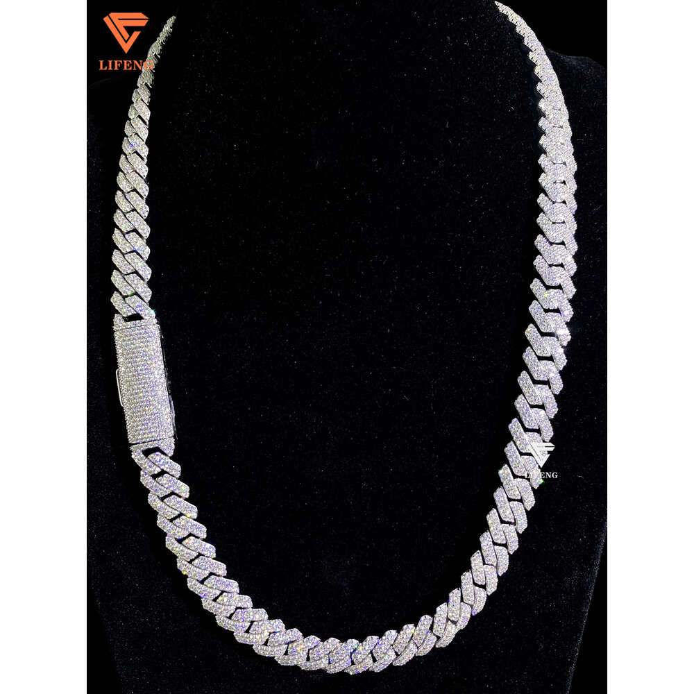 Tight Design Hip-Hop Mens 12Mm -20Mm Pure Sier VVS Moissanite Heavy Chilled Cuban Chain Necklace