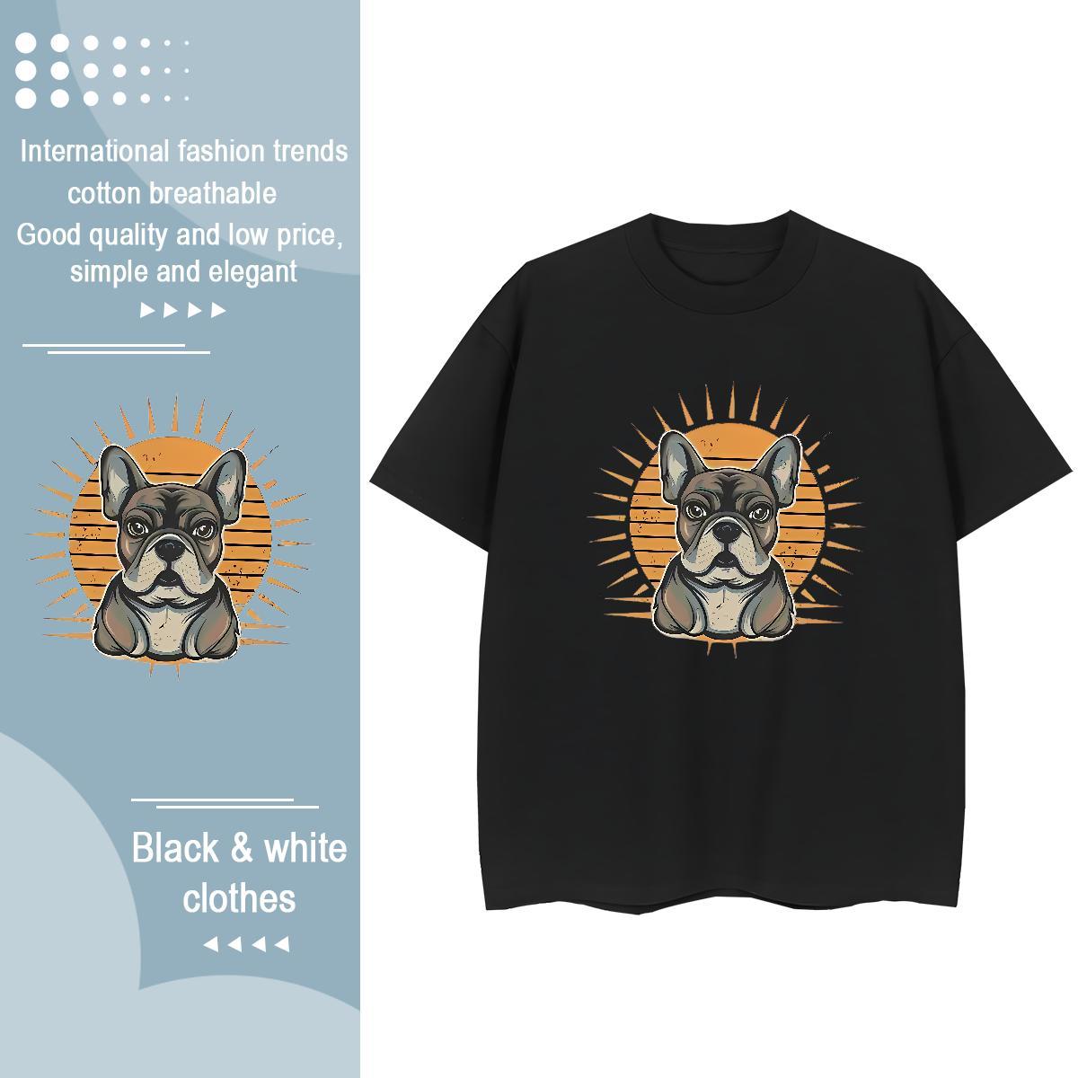 Popular Men T Shirts dog Crew Neck Hip Hop Anime Print 230g Cotton Men Tops Tees Custom Clothings