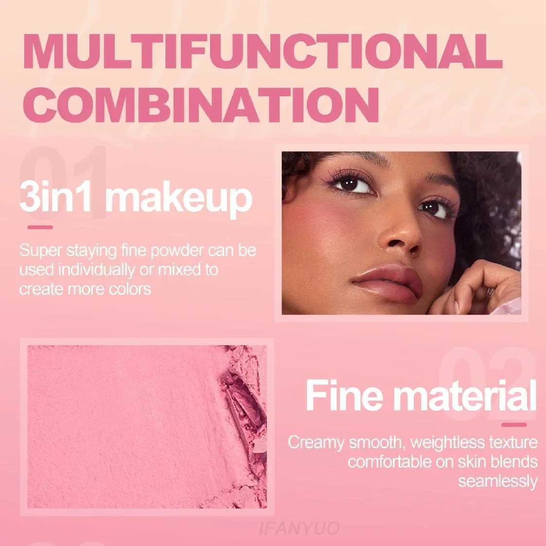 New 3 In 1 Matte Highlighter Contouring Blush Palette Pearly Shiny Eyeshadow Multifunctional Face Makeup Palette Female Cosmetic Y240815