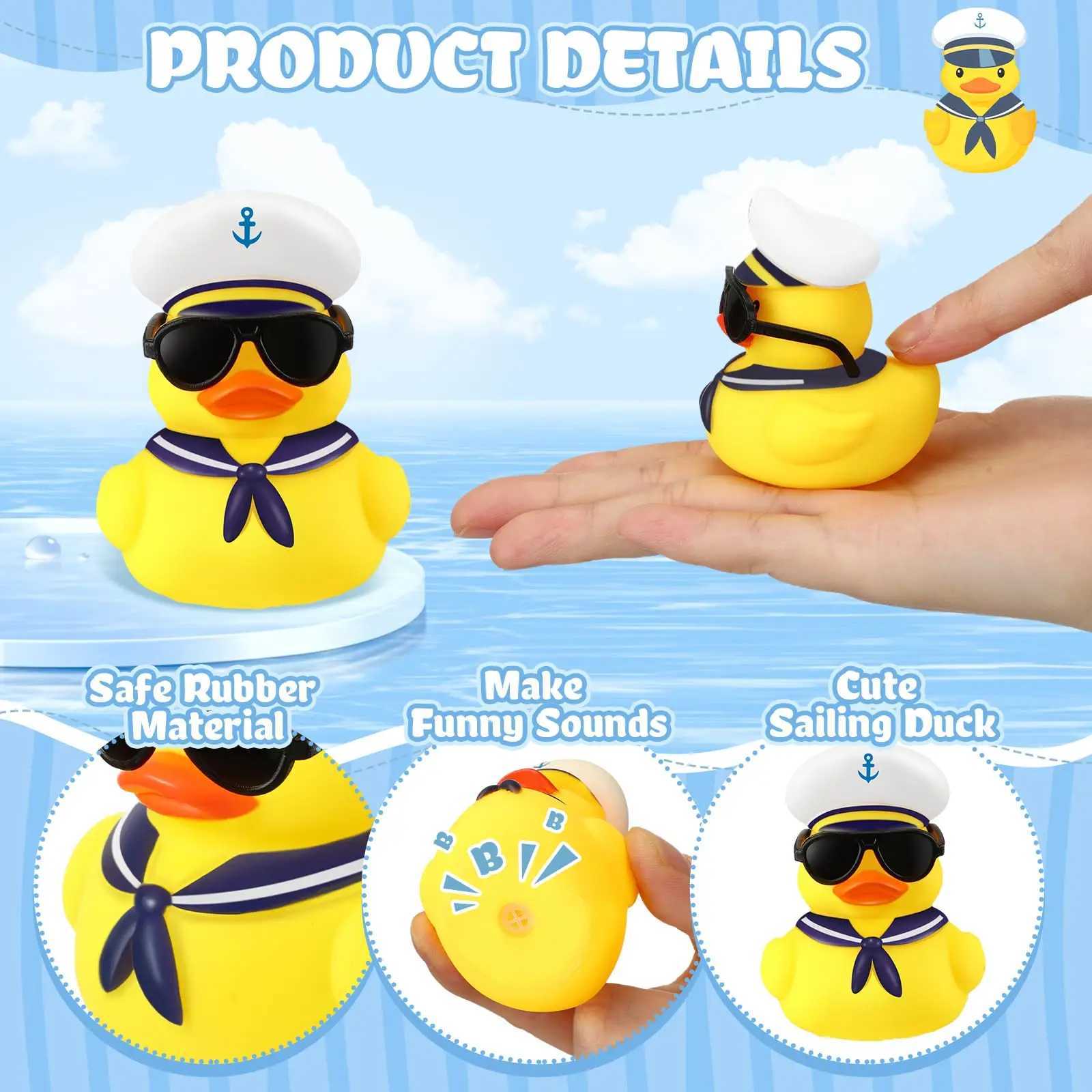 12/24/36Pcs Cruise Rubber Duck Bulk with Sunglasses Sets Mini Sailing Rubber Ducks Summer Cruise Ship Toy Squeaky DuckXJ240815
