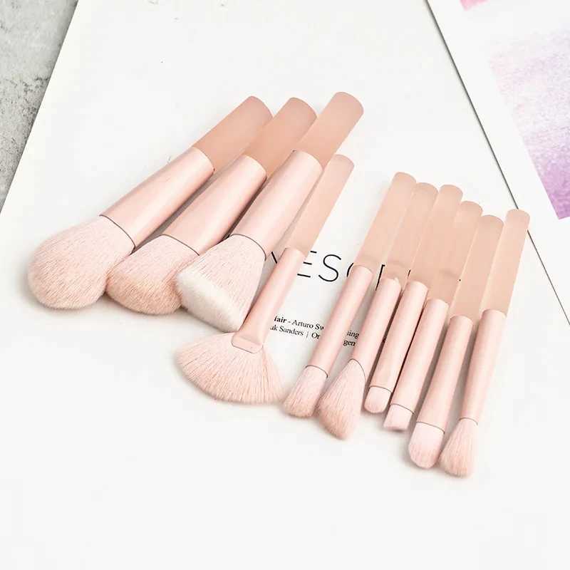 New mini makeup brush set 10 pieces of eye shadow loose powder brush travel portable soft hair makeup tool W240814