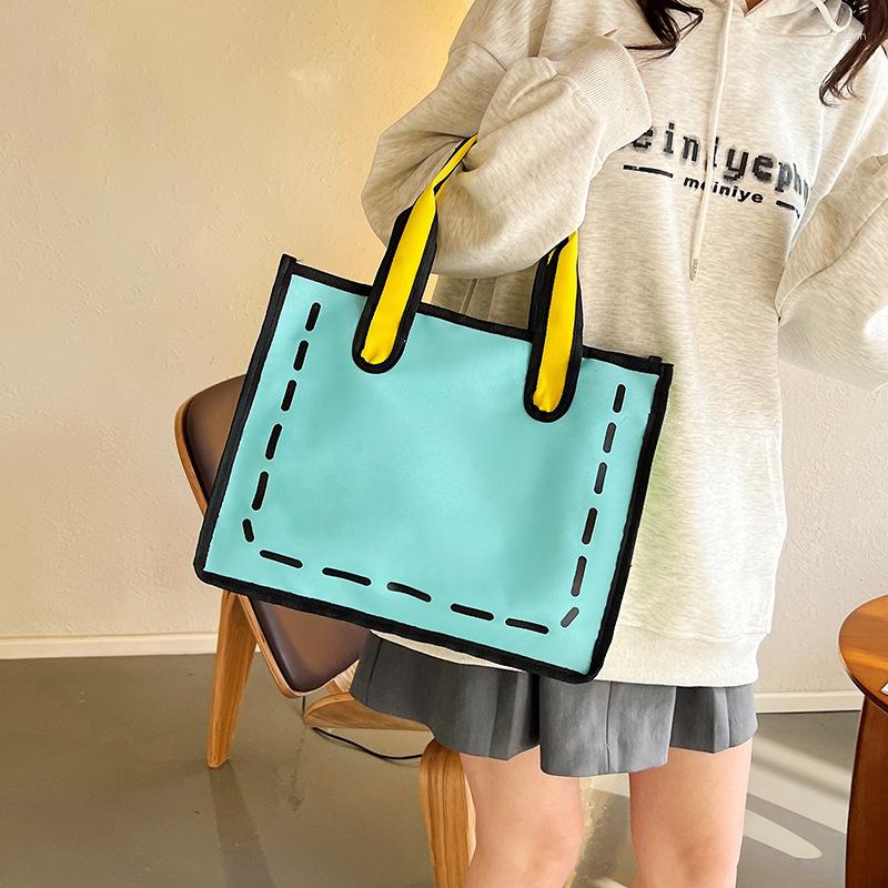 3 Clutch Bags Two-dimensional Large Capacity Canvas Bag 2d3d Cartoon Three-dimensional Handbag Women's 2024 4