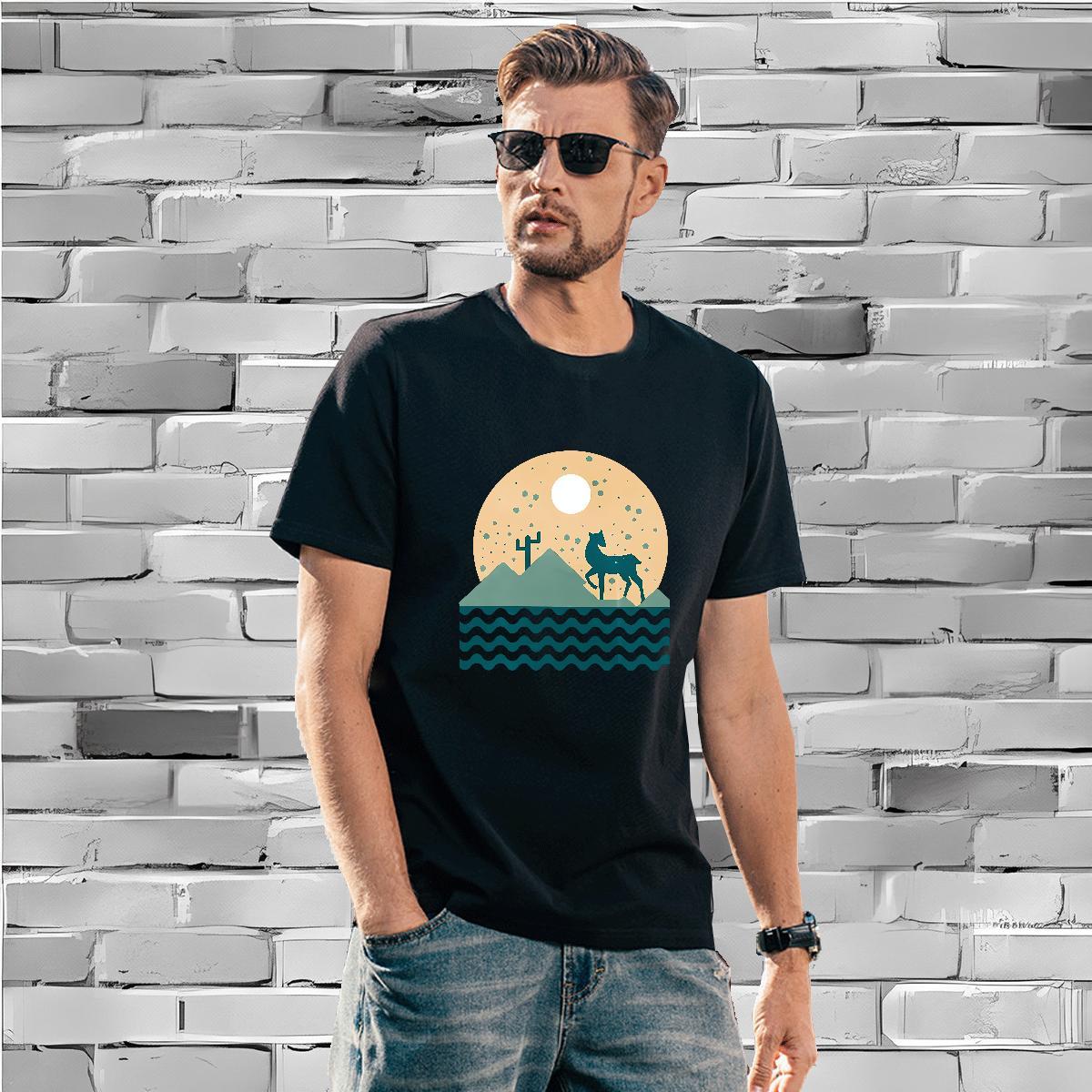 Designer Men T Shirts Deer Short Sleeve O-Neck Casual Daily Wear Custom Print Plus Size 230g Pure Cotton Mens Tshirts Wholesale Polos