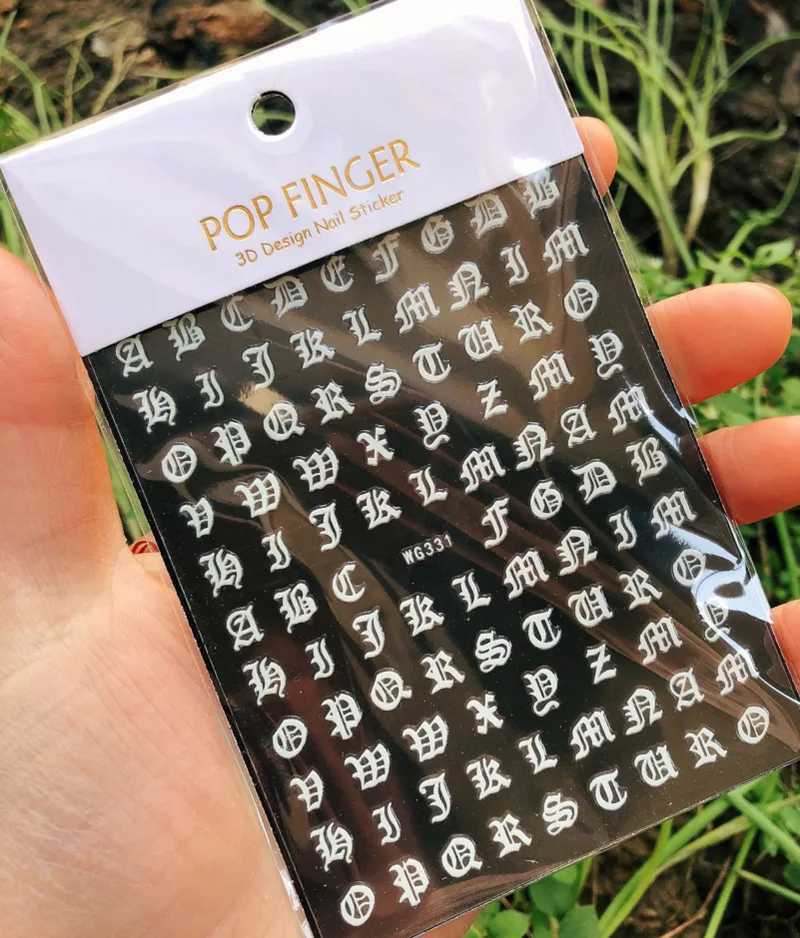 Newest Retro Alphabet Letter Design 3d Nail Art Sticker 26 English Alphabet Number Decal Rhinestiones Decoration Manicure ToolsXJ240814