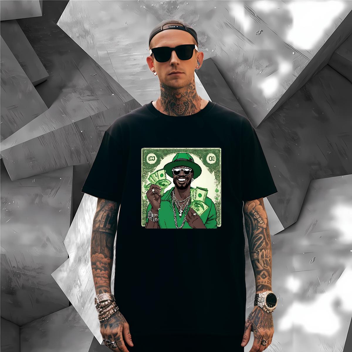 Soft dollar T-Shirts Street wear Hip Hop Men Tees 230g 100% Cotton DIY Customized Short Sleeve Soft Black Oversized Tops