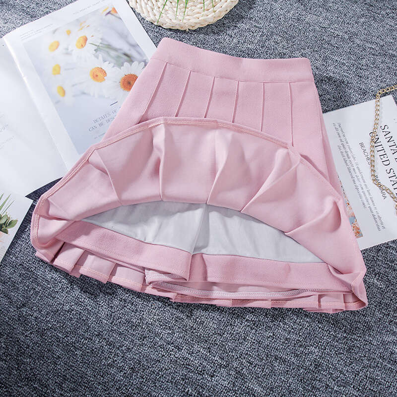 New 2023 Elastic Waist Pleated Skirt Casual Kawaii A-line Plaid black tennis Japanese School Uniform Mini Skirts for Girls s