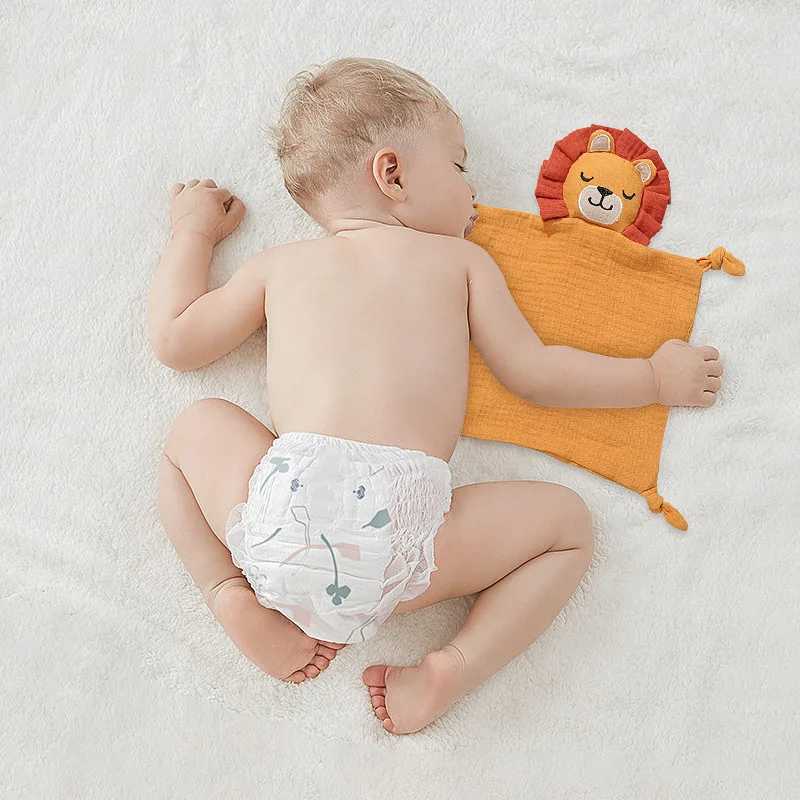 Baby Cotton Muslin Comforter Blanket Soft Newborn Sleeping Doll Cute Lion Panda Kids Sleep Toy Soothe Appease Towel Saliva Towel Y240815