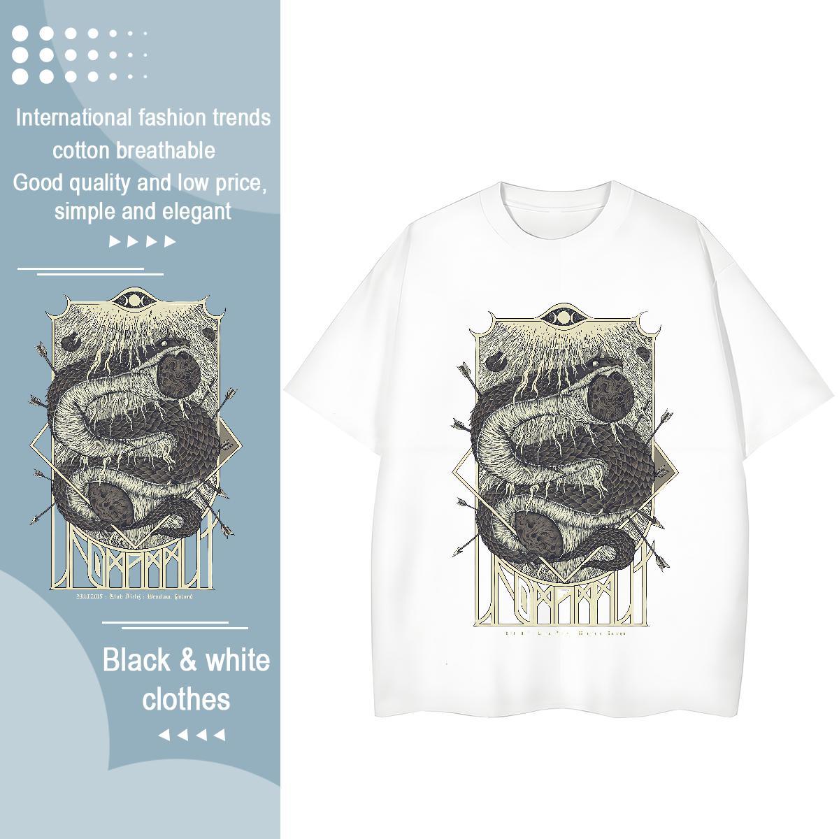 Comfortable Men T Shirts snake Breathable Sports Casual Cartoon Printing L-4XL 230g Pure Cotton Men Tees Fashion Casual Polos