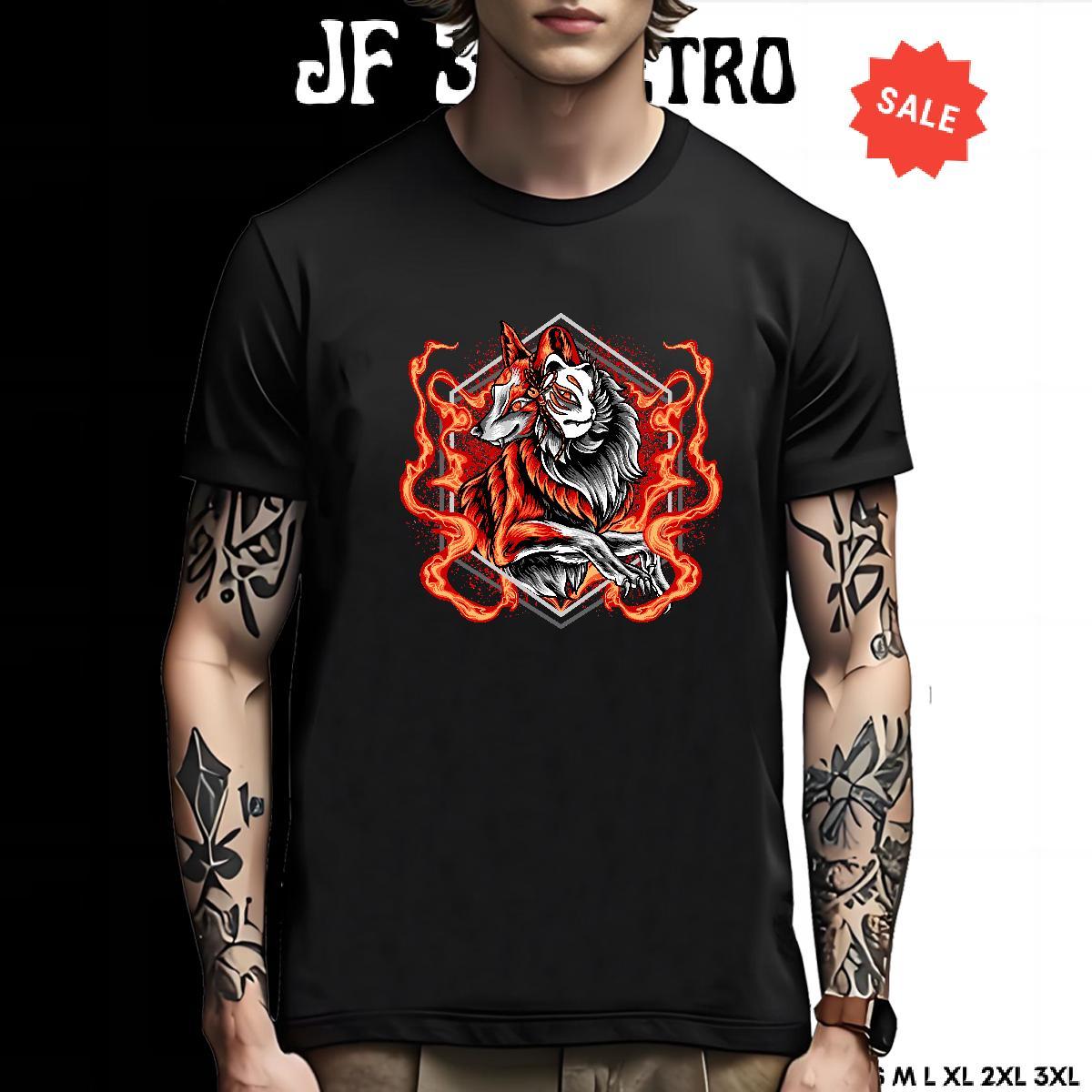 Unisex T Shirts Men wolf Breathable Crew Neck Hip Hop Custom Printing 230g Pure Cotton Men Tshirts Brand Top Tees