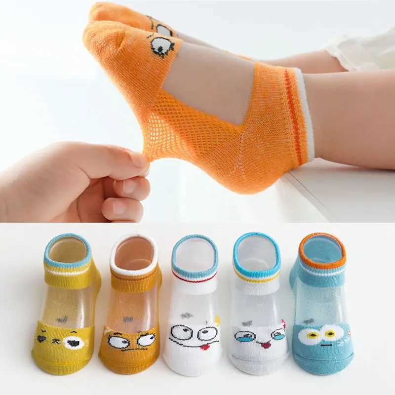 5 pairs of summer slim boys and girls cartoon cute fashion student children all lace mesh breathable socks W240814