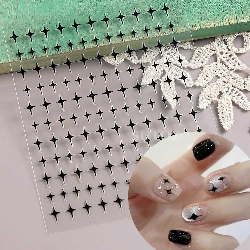 3D Star Nail Stickers Holographic Silver Chrome Star Nail Decals Shiny Bronzing Sliders Japanese Style Y2K Manicure LEBSO-170XJ240814