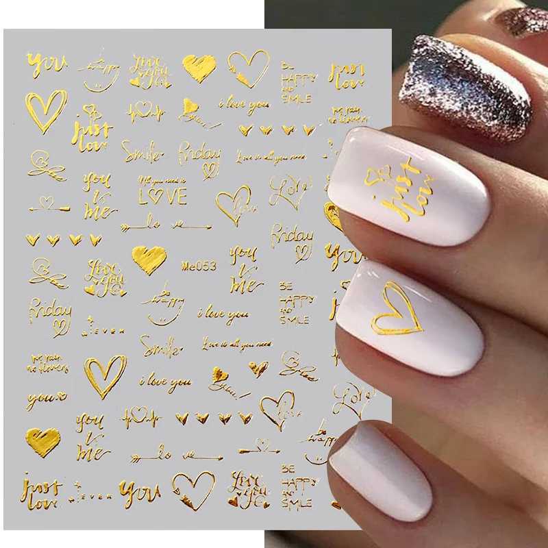 1PCS 3D Laser Heart Letter Nail Sticker Nail Art Decoration Flower Star Nail Accessories Decal Stickers Nail Supplies Nail PartsXJ240814