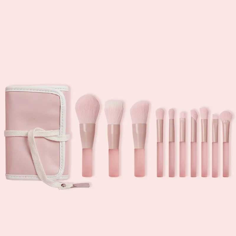 New mini makeup brush set 10 pieces of eye shadow loose powder brush travel portable soft hair makeup tool W240814