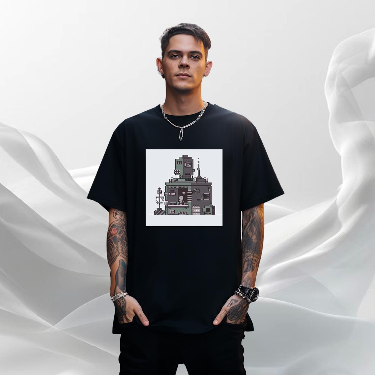 Cool Design Couples T Shirts Hip Hop Street 100% Cotton 230g DIY Logo Oversized Round Neck Short Sleeve robot T shirt 2024 DIY Polos