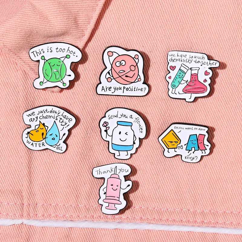 Chemical laboratory tools enamel pins beaver testing tubes molecular loops lapels badges backpacks cute cartoon jewelry gifts wholesale W240815