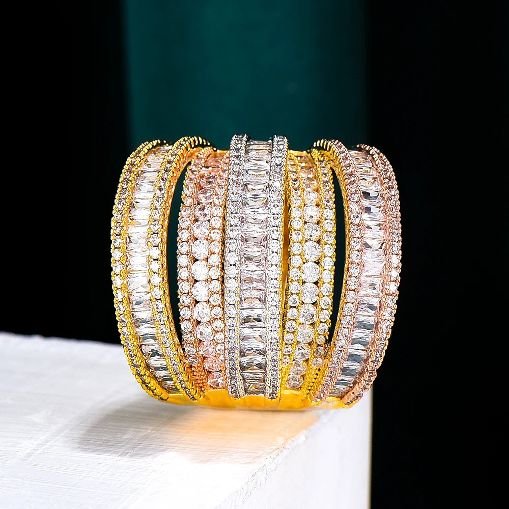 GODKI LUXUYR 5Rows BIG Statement Rings for Women Cubic Zircon Finger Beads Charm Ring Bohemian Beach Jewelry Gift 240813