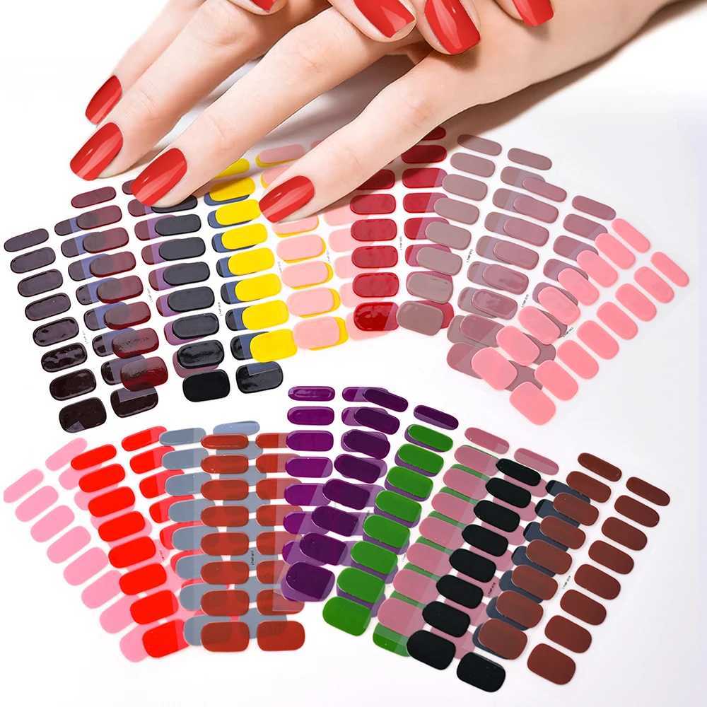 16 Tips Semi Cured Gel Nail Sticker Long-Lasting Nail Wraps Adhesive Press on Nails Sticker UV/LED Lamp Cured Glitter Nail DecalXJ240814
